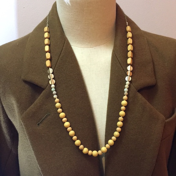 Wood Stone and Metal Necklace - Picture 3 of 4